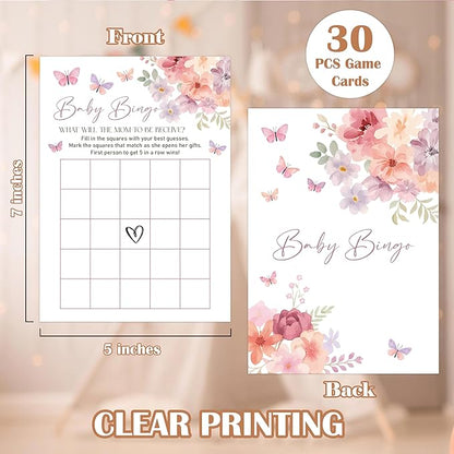 Baby in Bloom Baby Shower Games, Floral Baby Bingo Game for 30 Guests with Game Cards, Gender Reveal, Baby Shower Supplies & Decorations (DV23)
