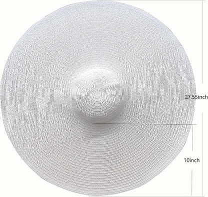 Oversized Beach Straw Hats for Women Extra Large Wide Brim Beach Hat Foldable Roll up Floppy Sun Hat