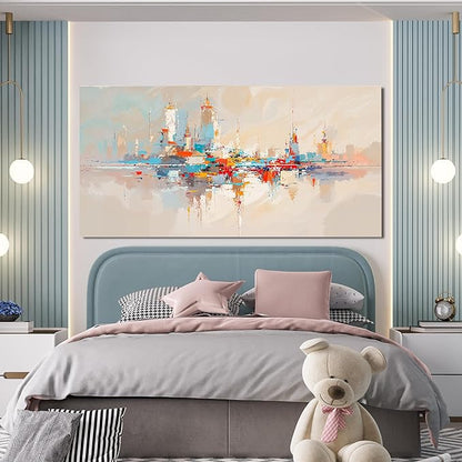 Canvas Wall Art Decor Large Wall Art Pictures for Living Room Abstract Canvas Art Wall Decor Modern Artwork for Walls Oversized Colorful Abstract Wall Art Decorations Bedroom Home Wall Decor 29" X 58"