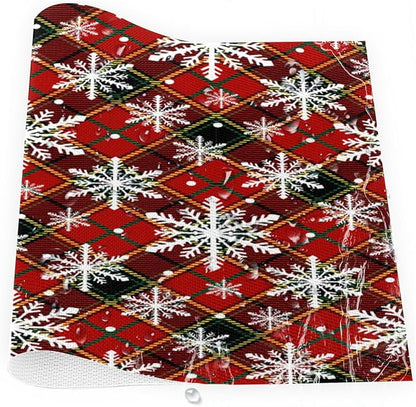Christmas Xmas Waffle Art Snowflake Placemats Set of 1 PVC Vinyl Non Slip Table Mats Heat Resistant Place Mats Washable Wipeable Dining Table Mat for Kitchen Decor Party Indoor Outdoor Decorative Gift