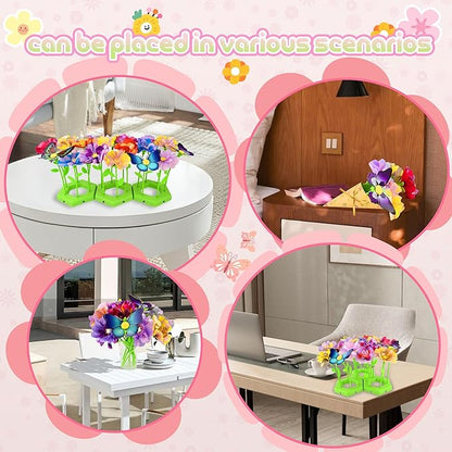 Nicella Fabric Flower Bouquets Toys,Flower Making Kit-DIY Craft Kits Toys for Kids,DIY Build Your Flowers Bouquet, Arts and Crafts for 3 4 5 6 7 8+Year Old Girl Birthday Gifts Ideas