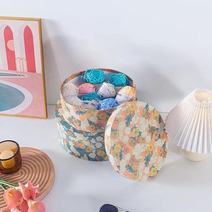 Soul & Lane Decorative Oblong Cardboard Storage Boxes with Lids, Set of 2 Floral Paperboard Keepsake Memory Boxes, Oval Nesting Storage for Gifts and Home Décor (Floral Elegance)