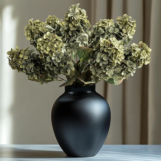 Fake Flowers Hydrangea Silk Flowers With Stems White Flowers Fake Flowers In Vase Hydrangea Artificial Flowers Winter Flowers Artificial For Decoration Vase Decor 24"（ Green）8PCS Wthout Vase
