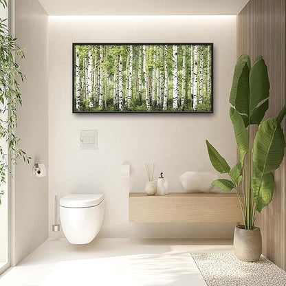 Extra Large Birch Tree Framed Wall Art for Living Room,Oversized Green Aspen Trees Forest Pictures Wall Decor,Canvas Print Painting Modern Artwork Bedroom Office Bathroom 60L x 30W