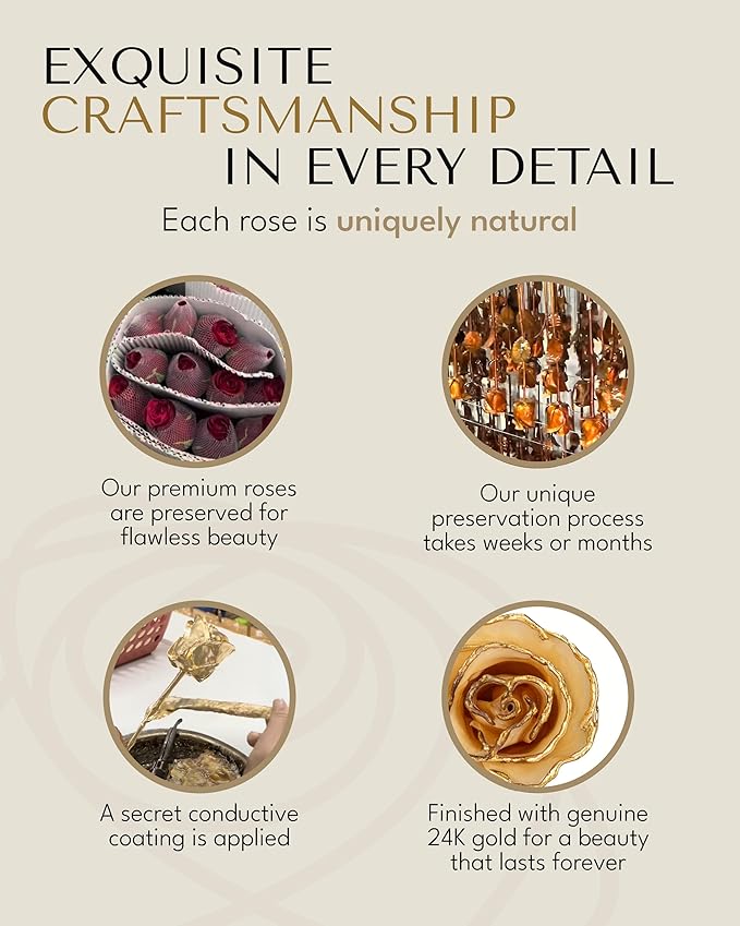 Forever Rose Hand-Dipped in 24K Gold, Diamond-Inspired April Birthstone with Sparkles, Real Rose in Leather Case with LED Light – Perfect Ready to Gift for April Birthday or Any Occasion