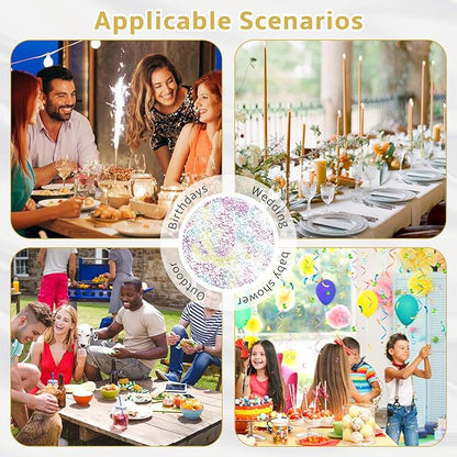 Hysenm 50 Pcs Disposable Colorful Placemats Set Metallic 13 Inch Round Table Doilies, Ultra-Thin Messy Lines Disposable Placement Mats for Home Decoration Dining Table Wedding Birthday Party