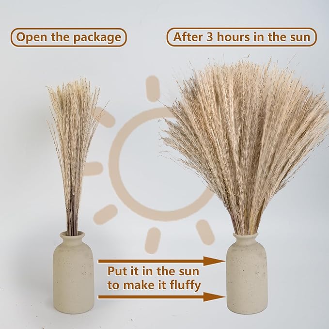 300 PCS Dried Pampas Grass Decor, Dried Flower Bouquets for Wedding, Home, Centerpiece Table, Modern Home, Western Living Room, Nurserie, Nursery, Boho Room, Beach, Women Office, and Boho Decor