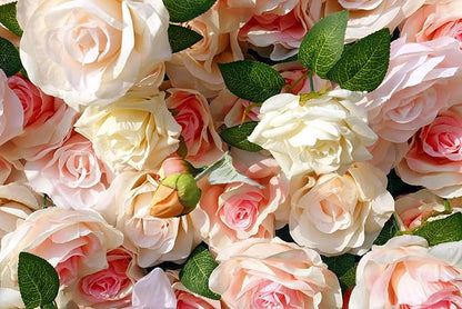 Artificial Flower Wall Panel 4×8 ft (1.2×2.4 m), Realistic Artificial Blooms, Photo-Ready Backdrop for Wedding, Parties & Photo Booth, Assembly-Friendly (Panel Only)