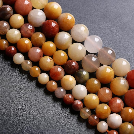6MM 60PCS Natural Stone Golden Thread Jade Crystal Loose Beads for Jewelry Making DIY Bracelet Necklace 1 Strand 15’’