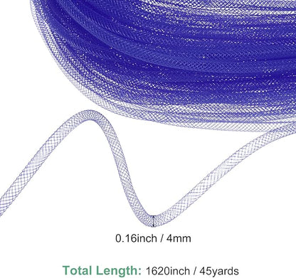 Mesh Tube Ribbon 45 Yards, 4mm Elastic Fabric Ribbons Mesh Tubing for Crafts/Gift Wrapping/Flower Bouquets/Wedding/Birthday/Holiday/Wreaths Christmas/Decoration[Dark Blue]