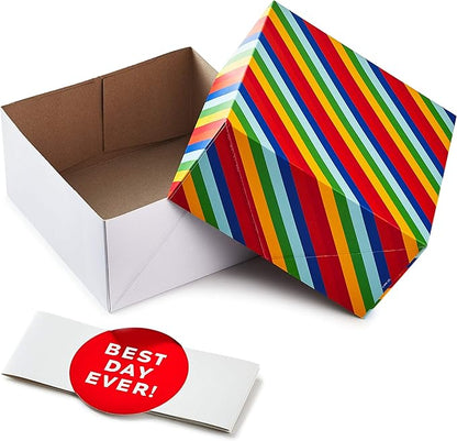 Hallmark Gift Boxes 3-Pack Assorted Sizes (Rainbow Stripes, Dots, Stars) for Birthdays, Weddings, Graduation, Baby Showers, All Occasions, Wrapped Treats and Cookies