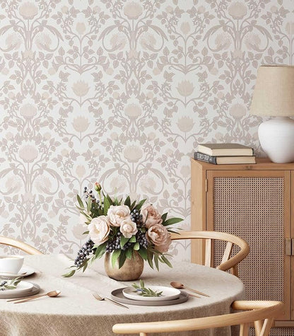 17.3"×236.2" Pink Wallpaper Peel and Stick, Floral Wallpaper for Bedroom Bathroom Self Adhesive Removable