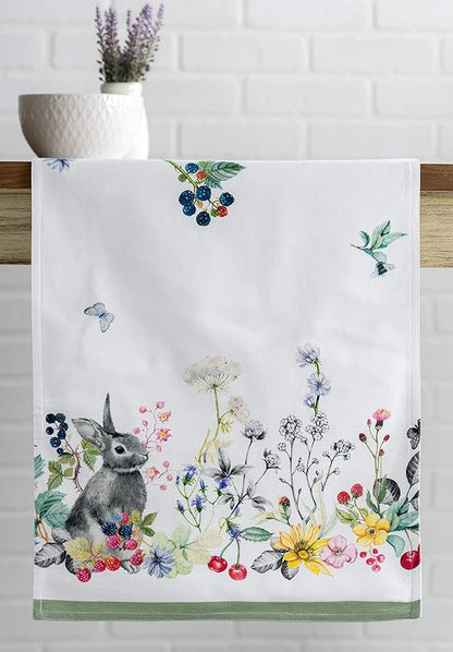 Maison d' Hermine Table Runner 100% Cotton Double Layer Table Runners 108 inches Long Decorative for Kitchen Dining Party Baby Shower Wedding Bridal Shower Spring Summer (Printemps, 14.50" x 108")