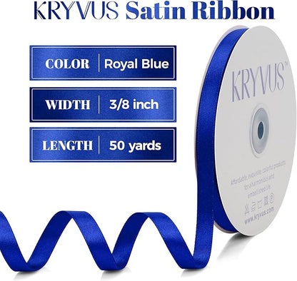 Royal Blue Satin Ribbon, Double Faced 3/8 Inch X 50 Yards, Premium Satin Ribbon for Gift Wrapping, Crafts, Wedding Party Decor