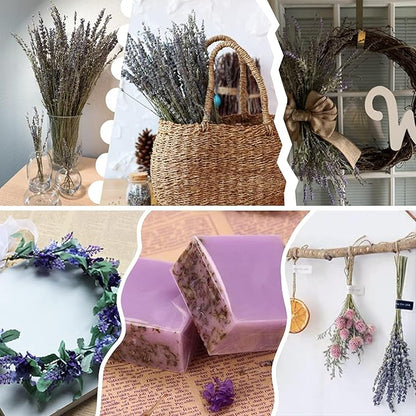 6 Packs Natural Dried Lavender Flowers Bouquet with Stems (14-17 Inches, 540-600 Stems Total) - Home Fragrance for Drawers, Wedding Decor & Photography Props, DIY Crafts Supplies & ,Gifts for Her