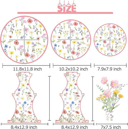 Wildflower Cupcake Stand Spring Wildflower Birthday Party Decorations Wildflower Cupcake Holder 3 Tiers Floral Dessert Towers for Flower Theme Baby Shower Supplies