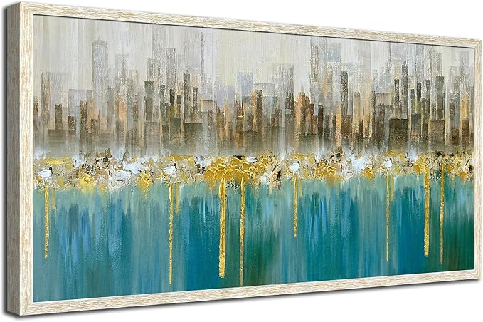 Ardemy Extra Large Framed Wall Art Abstract Canvas Modern Gold Textured Wall Decor Living Room Painting Picture Artwork Bedroom Home Office, 58"x29"