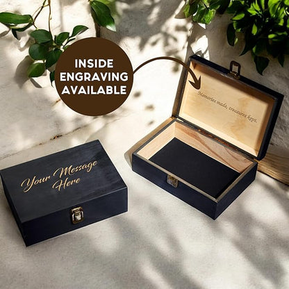 Personalized Wooden Keepsake Box - Custom Memory Box for Photos Jewelry Letters Rustic Memento Box for Wedding Anniversary Birthday Thanksgiving Retirement Gifts Engraved Keepsakes - Storage Boxes