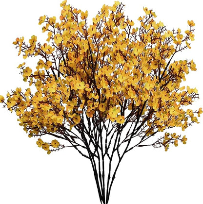 Mandy's Dark Yellow Artificial European Baby’s Breath Flowers 6 Bundles Silk Gypsophila with Bendable Stems for Fall Thanksgiving & Christmas Centerpiece Wedding Decor and Table Arrangements