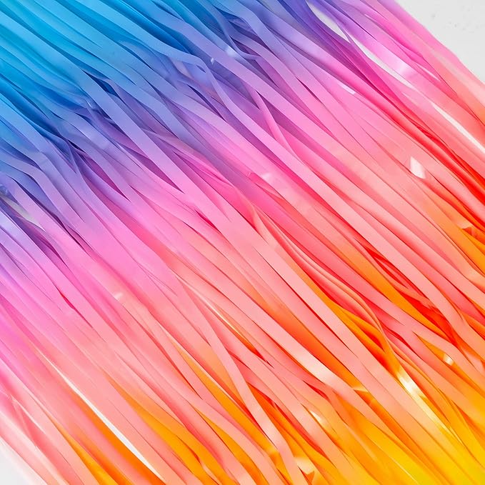 BRAVESHINE Colourful Tinsel Fringe Curtains - 2Pcs 3.2x8.2ft Holidays Photo Booths Streamers Backdrop for Christmas/New Years/Princess/Pastel/Girl/Unicorn/Birthday/Baby/Bridal Shower Party Decorations