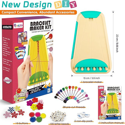Maynacs Arts and Crafts for Kids Ages 8-12,Friendship Bracelet Making Kit for Girl,Kids Jewelry Making Kit with 28 Pre-Cut Threads,Christmas Birthday Gifts for Ages 6 7 8 9 10 11 12 Year Old Cyan