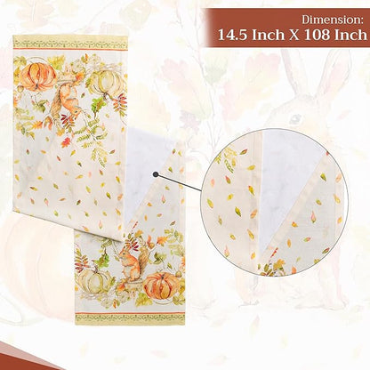 Maison d' Hermine Table Runner 100% Cotton Single Layer Table Runners 108 inches Long for Thanksgiving Christmas Decorations Home Kitchen Dining Party Wedding (Pumpkin Passion, 14.5" x 108")