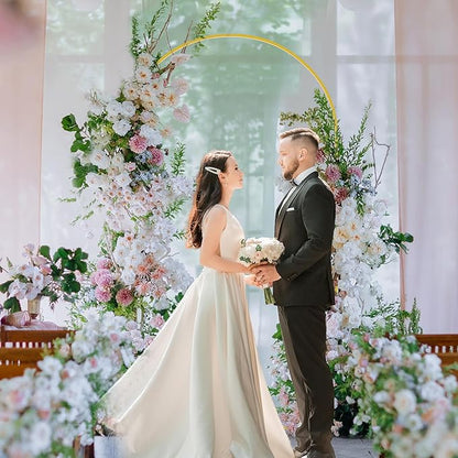 Asee'm 7.2FT Metal Arch Backdrop Stand Gold Arched Backdrop Frame for Wedding Party Ceremony Birthday Bridal Baby Shower Garden Floral Balloon Arch Decoration