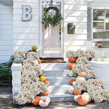 Uieke 72 Bundles Outdoor Artificial Flowers UV Resistant Outdoor Fake Flowers No Fade Faux Plastic Plants for Garden Porch Window Box Home Outside Spring Summer Décor (White)