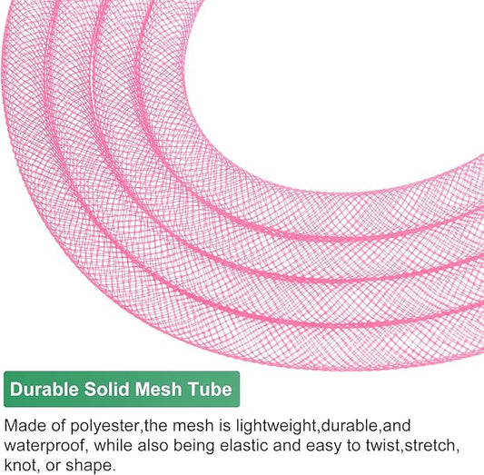 Mesh Tube Ribbon 25 Yards, 8mm Elastic Fabric Ribbons Mesh Tubing for Crafts/Gift Wrapping/Flower Bouquets/Wedding/Birthday/Holiday/Wreaths Christmas/Decoration[Peach]