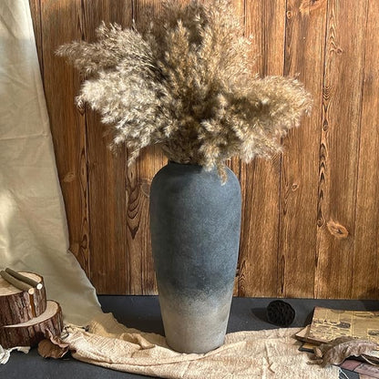 15 Inch Rustic Ceramic Vase, Black Flower Vase for Centerpieces, Farmhouse Decor for Living Room, Entryway & Kitchen, Vintage Pottery Vases for Wedding Gifts