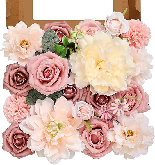 Artificial Flowers, Dusty Pink Flowers for DIY Wedding Bridal Bouquets, Fake Cake Flowers for Centerpieces,Baby Shower, Table Arrangement, Home Party Decorations