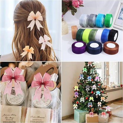 1-1/2 Inch x 50 Yards Sheer Organza Ribbon Chiffon Ribbon for Gift Wedding Flower Bouquet Wrapping Decorations Crafts (Rose Gold)