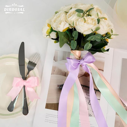 Pastel Ribbon 1 Inch Pastel Rainbow Satin Colorful Assorted Ribbon 6 Rolls for Gift Wrapping, Multicolor Flower Bouque Crafts Birthday Party Wedding - 60Yards