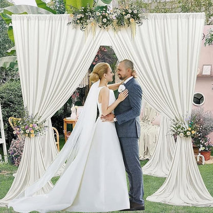 10 x 10 Feet Ivory Backdrop Curtain for Partie, Background Curtains for Photoshoot, Birthday, Wedding, Halloween, Thanksgiving, Christmas, New Year Party Decorations 5Ft x 10Ft, 2 Panels