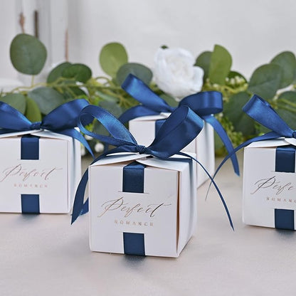 Double Face Navy Blue Satin Ribbon 1/2 inch X 50 Yards Polyester Navy Blue Ribbon for Gift Wrapping Very Suitable for Weddings Party Invitation Decorations and More