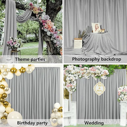10 x 10 Feet Dark Grey Backdrop Curtain for Partie, Background Curtains for Photoshoot, Birthday, Wedding, Halloween, Thanksgiving, Christmas, New Year Party Decorations 5Ft x 10Ft, 2 Panels
