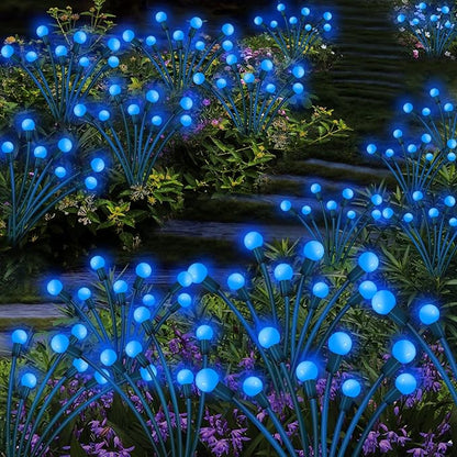 Kohlrabi Solar Garden Lights Outdoor, 2 Pack 20 LED Solar Blue Firefly Lights Waterproof, Sway by Wind, Swaying Light for Yard Patio Backyard Garden Planter Flower Bed Pathway Outdoor Decoration