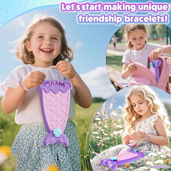 2-in-1 Friendship Bracelet Making Kit, Arts and Crafts for Girls Ages 8-12, Jewelry Making Kit＆DIY Travel Activity Toys Set, Christmas Birthday Gifts for 6 7 8 9 10 11 12 Year Old Teen Girls (Purple)