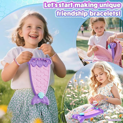 2-in-1 Friendship Bracelet Making Kit, Arts and Crafts for Girls Ages 8-12, Jewelry Making Kit＆DIY Travel Activity Toys Set, Christmas Birthday Gifts for 6 7 8 9 10 11 12 Year Old Teen Girls (Purple)