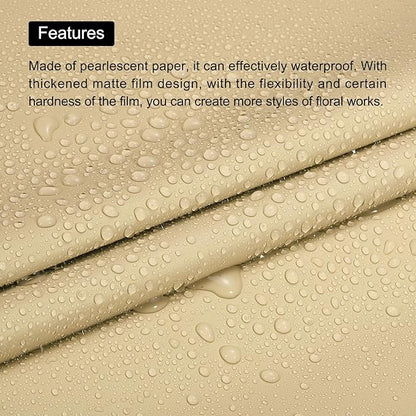 MECCANIXITY Pearlescent Film Flower Wrapping Paper 22.8x22.8 Inch Waterproof for DIY Crafts, Gift/Gift Box Packaging Beige Pack of 10