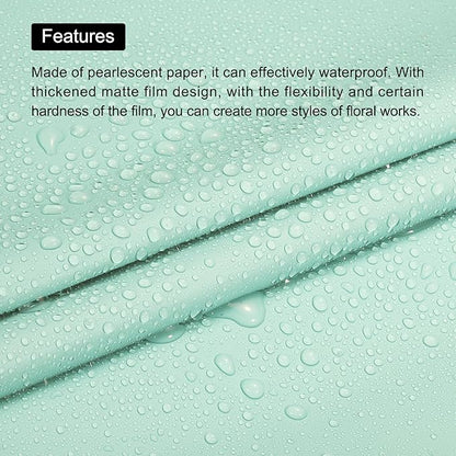 MECCANIXITY Pearlescent Film Flower Wrapping Paper 22.8x22.8 Inch Waterproof for DIY Crafts, Gift/Gift Box Packaging Lemon Green Pack of 10