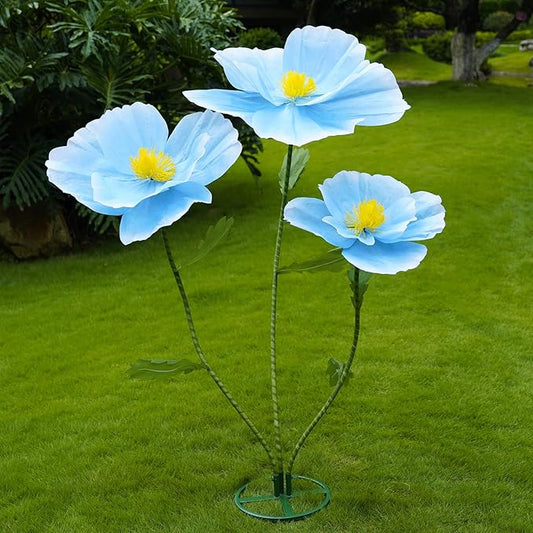 Giant Flowers for Decoration,Large Paper Flowers with Stand,Artificial Flowers for Home Decor,Wedding Background Decor,Shop Window Display,Photography Props,Banquet Party (Blue)