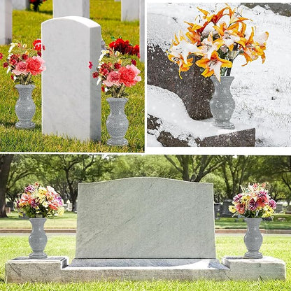 Cemetery Vase, Memorial Flower Vases Flowers Holders with Draining Holes for Home Tabletop, Cemetery Flowers, Memorial Grave Headstone Decorations (2Pcs, 9.8 inches)
