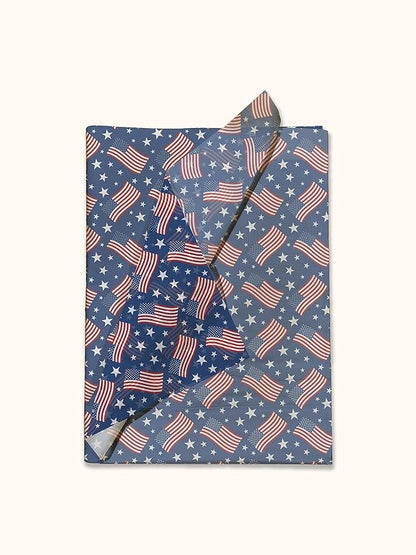 American Flag Printed Tissue Paper for Gift Bags or Boxes and Wrapping - Fourth of July Summer Bulk Decorative Art Tissue Paper for Packaging and Gifting | 24 Sheets 20" x 30"
