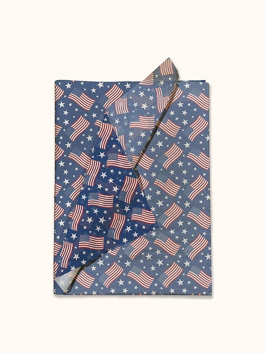 American Flag Printed Tissue Paper for Gift Bags or Boxes and Wrapping - Fourth of July Summer Bulk Decorative Art Tissue Paper for Packaging and Gifting | 24 Sheets 20" x 30"