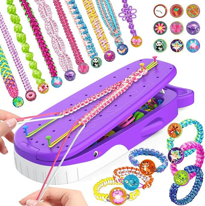 Euclidean Cube Friendship Bracelet Making Kit for Girls, Purple Whale Shaped Jewelry Making Kit for Girls Ages 8-12, DIY Arts and Crafts String Maker Tool, 7 8 9 10 11 12 Years Old Girl Birthday Gift