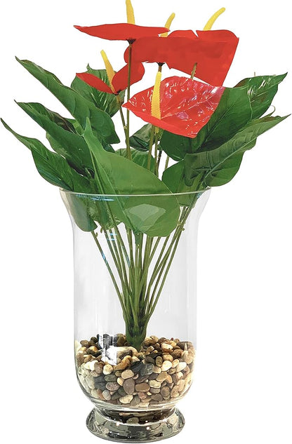 WGV Unique Bouquet Vase Bulk, 7" W, 12" H, Clear Short Hurricane Glass Candle Holder, Floral Planter Terrarium, Home Wedding Event Decor, 6 Pieces (VHV0812)