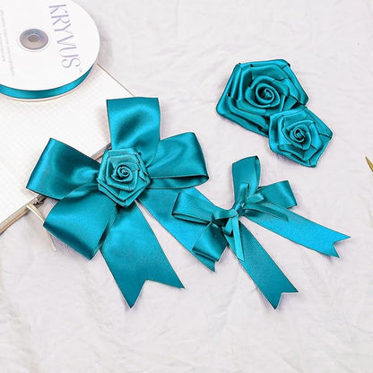Turquoise Blue Satin Ribbon, Double Faced 2 Inch X 25 Yards Turquoise Ribbon, Premium Satin Ribbon for Gift Wrapping, Crafts, Hair Bow Making, Sewing, Flower Bouquet, Wedding Party Decor