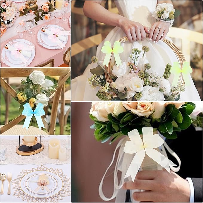 3/4 Inch x 50 Yards Sheer Organza Ribbon Chiffon Ribbon for Gift Wedding Flower Bouquet Wrapping Decorations Crafts (Lake Blue)