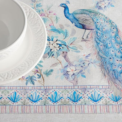 Maison d' Hermine Tablerunners 100% Combed Cotton Premium Table Runner Decorative Table Cover, Home, Kitchen, Parties & Camping, Peacock Utopia, Double Layer - (14.50"x72")